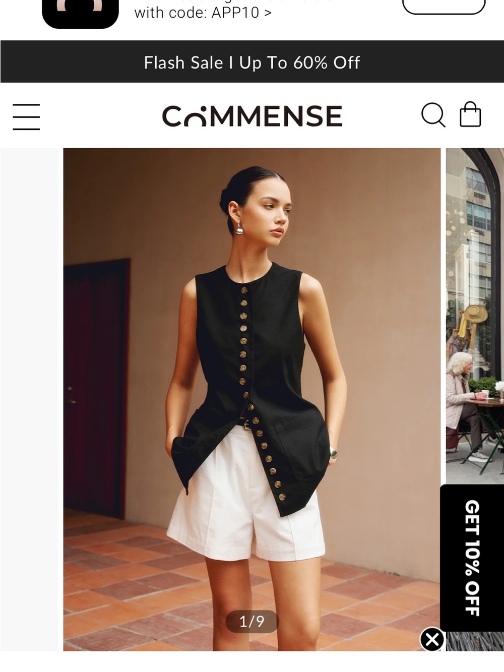 Commense Cotton and Linen Button Front Vest